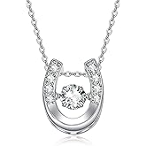 QMTIHU Horseshoe Pendant Necklace Sterling Silver Lab Created Moissanite Diamond Gifts for Her Women Wife Mom