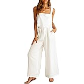 ANRABESS Women's 2 Piece Outfits Linen Pants Jumpsuit Matching Lounge Set Casual Summer Beach Vacation Trendy Clothes