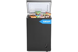 Clickoods 3.5 Cu.Ft Chest Freezer â€“ Small Deep Freezer with Adjustable Thermostat, Energy Efficient & Quiet Compact Freezer, Mini Freezer or Refrigerator with Basket for Home, Garage, Apartment, Black