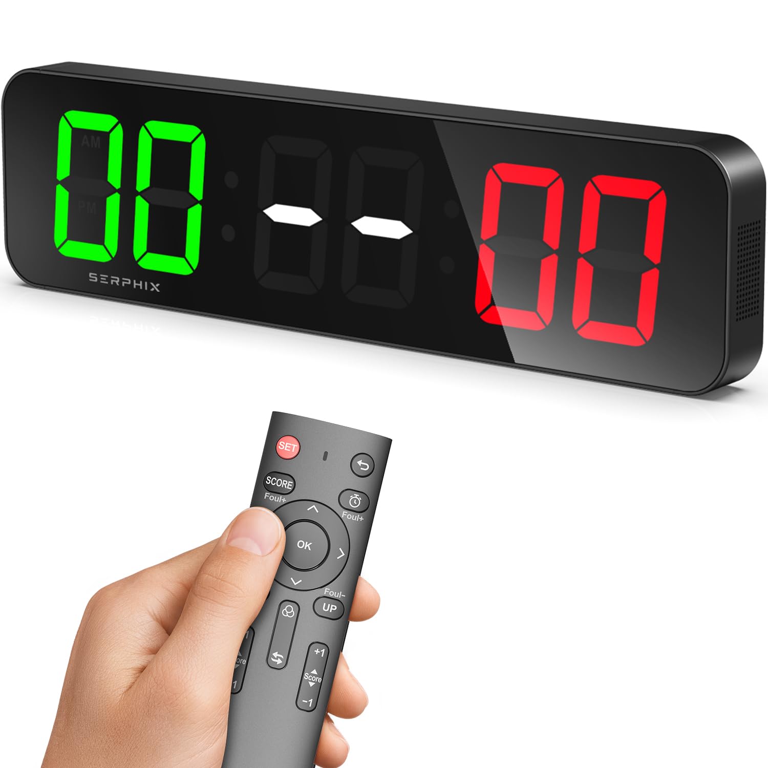 Photo 1 of SERPHIX 15.2" Large Digital Scoreboard, Variable LED Color, Timer Clock, Tabletop Electronic Scoreboard with Remote, Score Keeper for Games/Corn Hole/Volleyball/Table Tennis Sports
