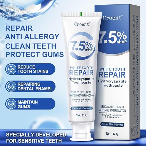 HYDROXYAPATITE TOOTHPASTE, ENAMEL PROTECTION AND FRESH BREATH, FLUORIDE FREE HIDROXIAPATITA TOOTHPASTE FOR SENSITIVE TEETH.