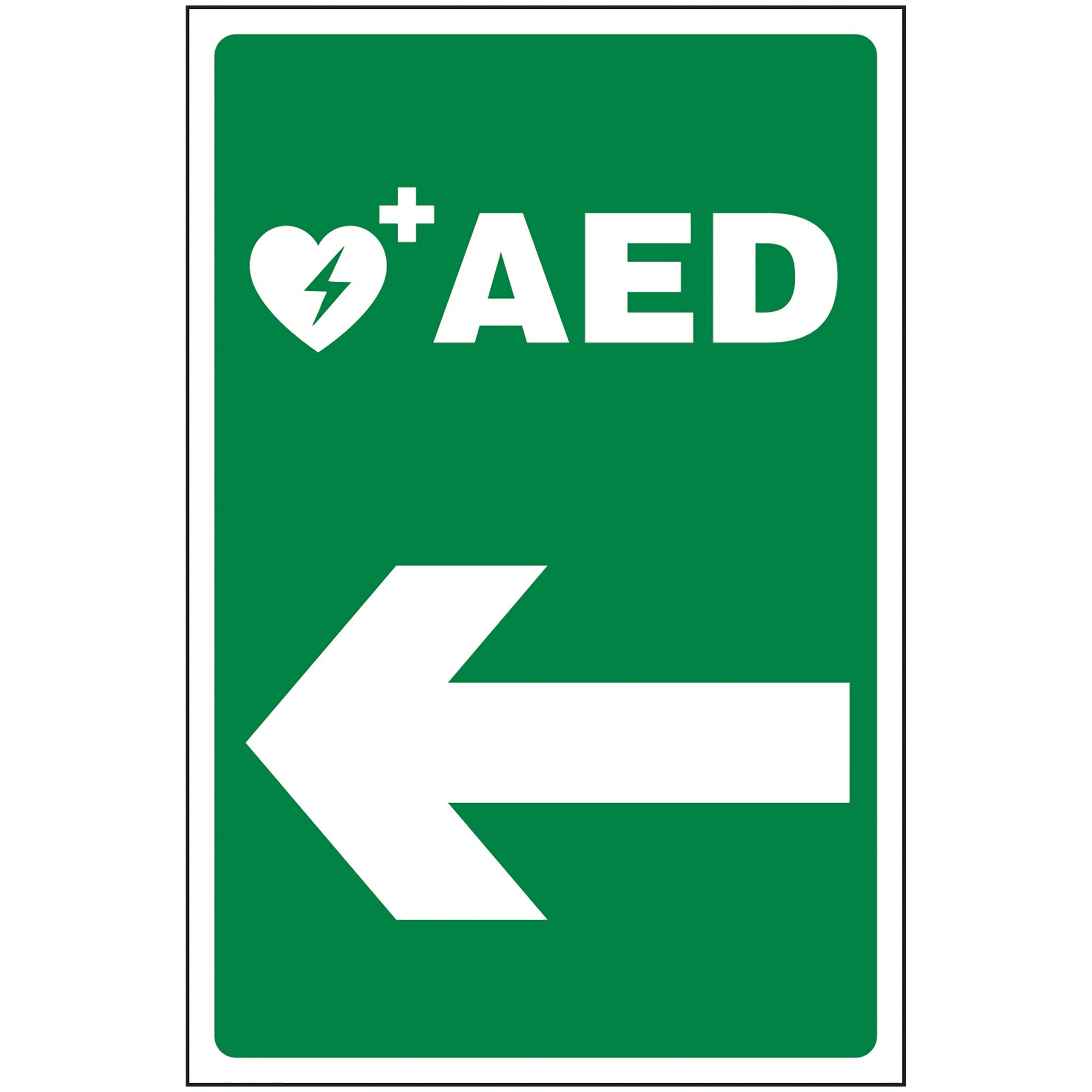 V Safety Directional FA - AED Arrow Left - 300 x 400mm - 1mm Rigid Plastic