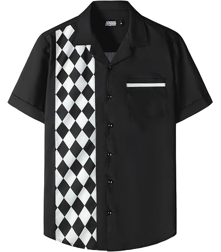 Amazon.com: Men's Vintage Bowling Shirt 1950s Retro Short Sleeve