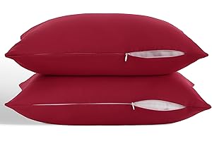 ORGANICTUNE Zippered Toddler Pillowcases Set of 2, 100% Brushed Microfiber 13x18 Pillowcases, Super Soft and Cozy Travel Kids Nursery Pillow Cases, 13x18 Inches, Wine Red