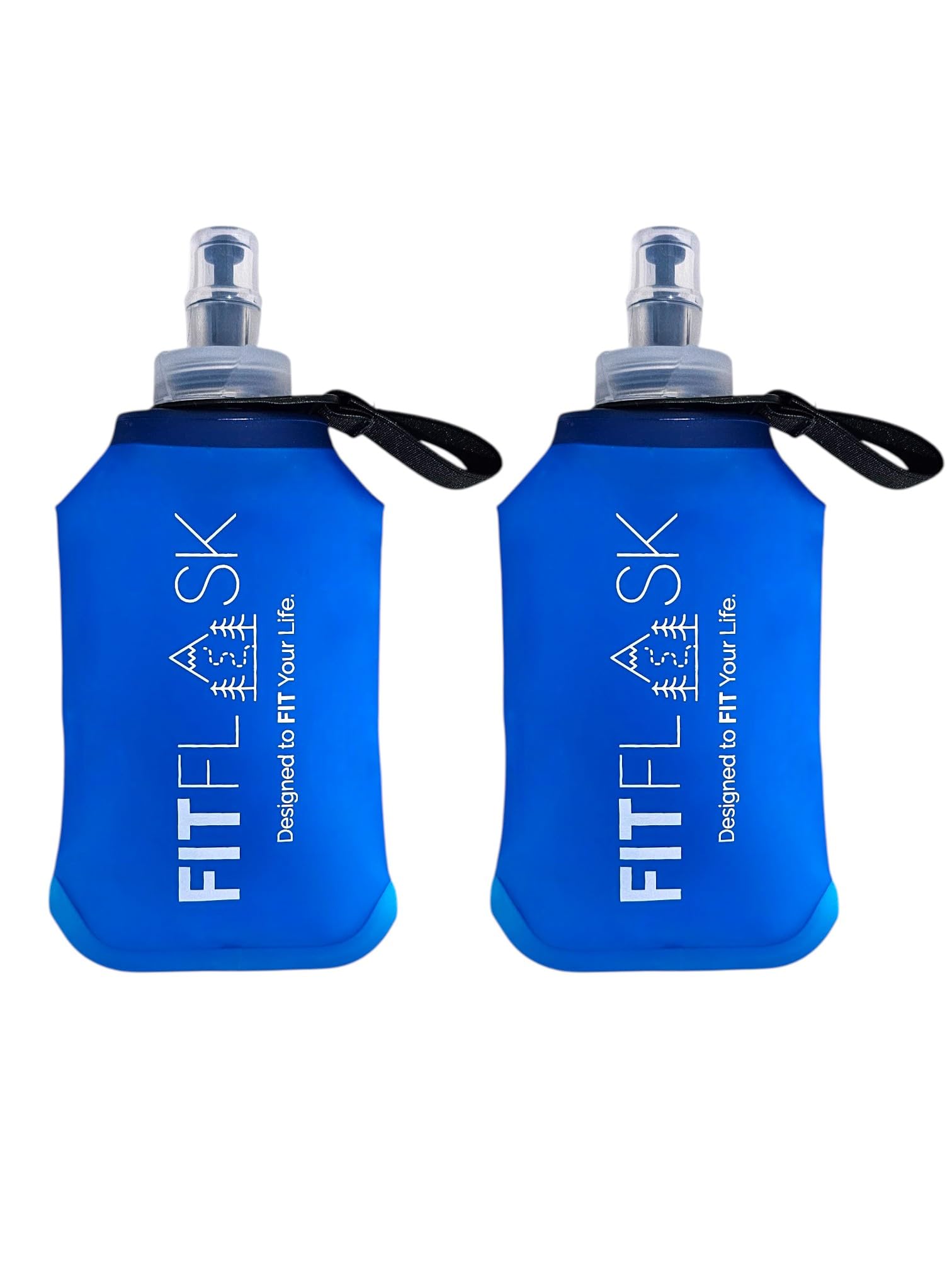 Photo 1 of FitFlask 2 Pack Soft Water Bottle, TPU Collapsible Flask Foldable Bottles for Hydration Pack, BPA-Free, for Running Hiking Cycling Climbing. (Small)
