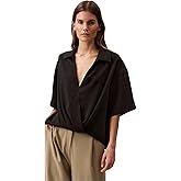 Calvin Klein Womens Crepe Printed Wrap Top