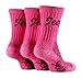 Jeep - 3 Pack Womens Thick Heavy Cushioned Padded Cotton Hiking Boot Crew Socks (Cerise Pink)