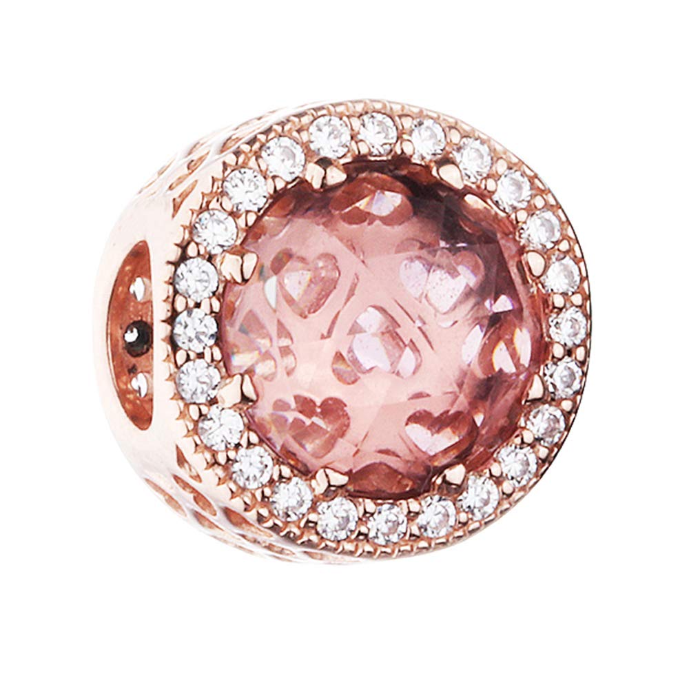 PANDOCCI 2017 Autumn Rose Shinning Blush Pink Radiant Hearts Crystal & Clear CZ 925 Sterling Silver Charm Beads DIY Fits for Original Pandora Bracelets Fashion Jewelry