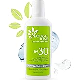 SPF30 Broad Spectrum Natural Sunscreen, Soothing and Hydrating Mineral Sunscreen, Vegan, Paraben-Free Sunblock, Water-Resistant Sunscreen for Face and Body, 4oz - Natural Tone Organic Skincare