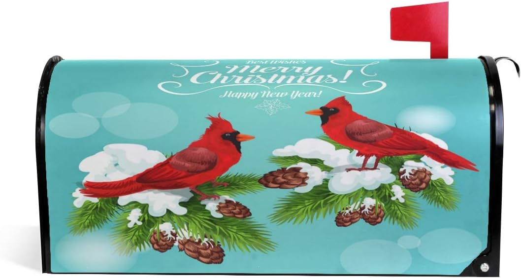 Christmas Cardinal Bird Mailbox Post Box