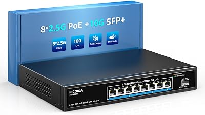 NICGIGA 8 Port 2.5G PoE Switch 120W 10G SFP Unmanaged IEEE802.3af/at 2.5GbE