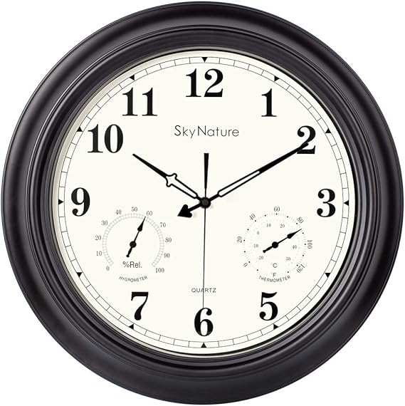 Large Outdoor Clock, 18 Inch Waterproof Clock with Temperature and