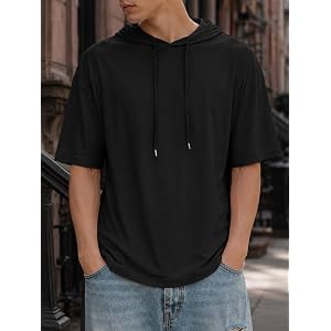 Men's Oversized Short Sleeve Hoodie Drop Shoulder Streetwear T-Shirt | Casual style, lightweight cooling fabric, relaxed silh