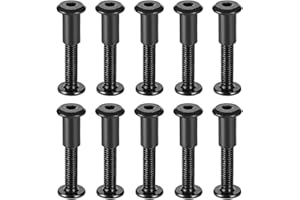 Awclub Screw Post Fit for 5/16"(8mm) Hole Dia, Male M6x35mm Belt Buckle Binding Bolts Leather Fastener Carbon Steel Black 10 Sets