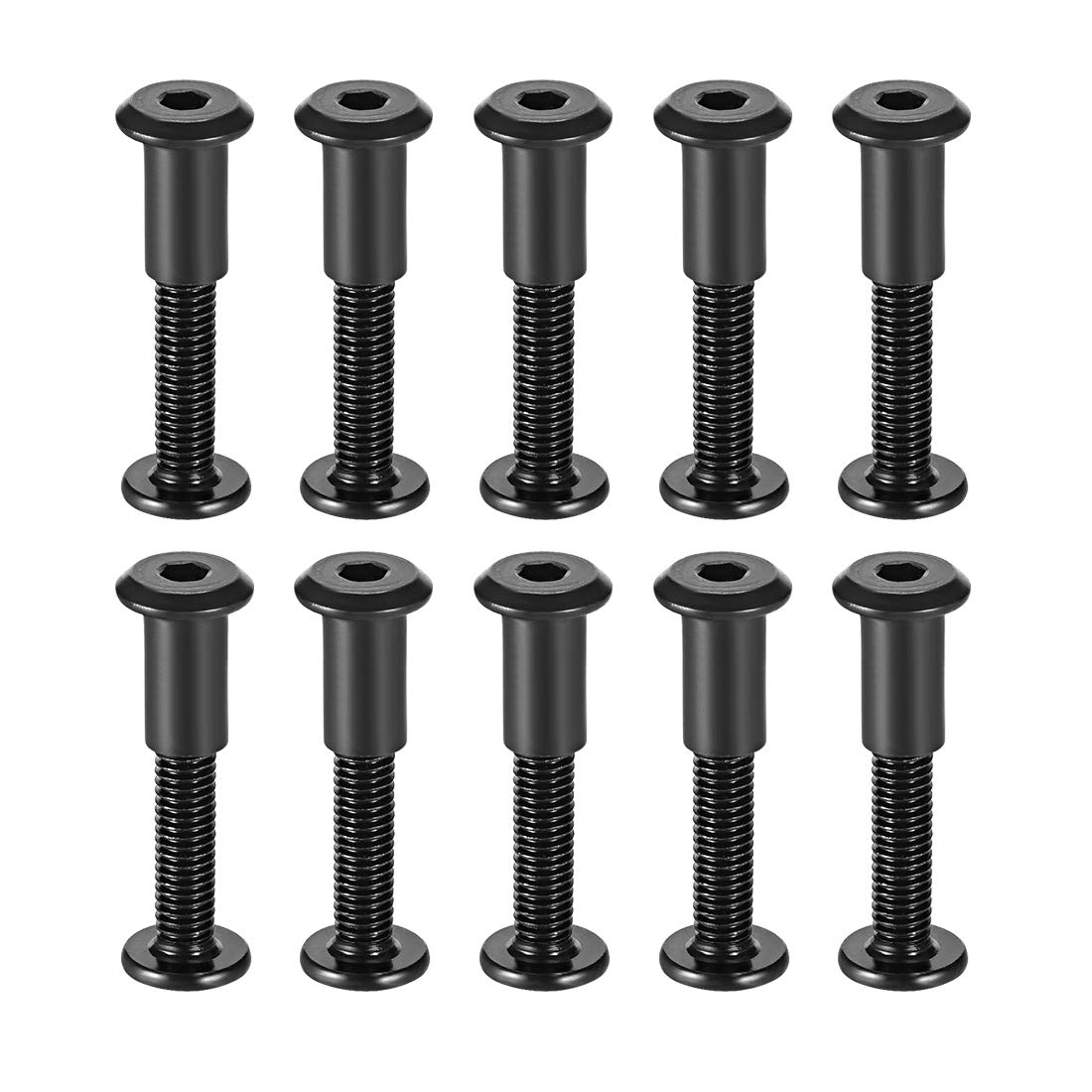 sourcing map Screw Post Fit for 5/16"(8mm) Hole Dia, Male M6x40mm Binding Bolts Leather Fastener Carbon Steel Black 10 Sets