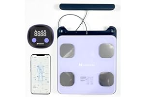 HAIZHIHUI Fitdays Smart Body Fat Scale | Advanced 8-Electrode Technology for BMI/20+ Body Metrics | Full-Color LED & High Precision | Bathroom Weight Scale for Fitness/Weight Loss (FG2202WB+ER307Purple)