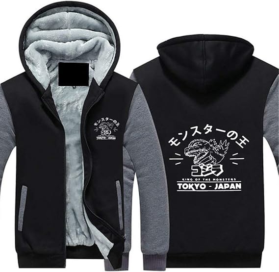 Amazon パーカー コート ゴジラ モンスターの王 Tokyo Japan メンズ フード付 内側カシミヤ トレーナー スウェット スポーツ 防寒 ファッション トレーナー パーカー 通販