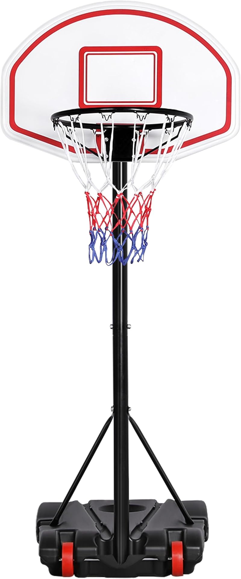 Yaheetech Adjustable Portable Basketball Stand Backboard Hoop Red Wheels