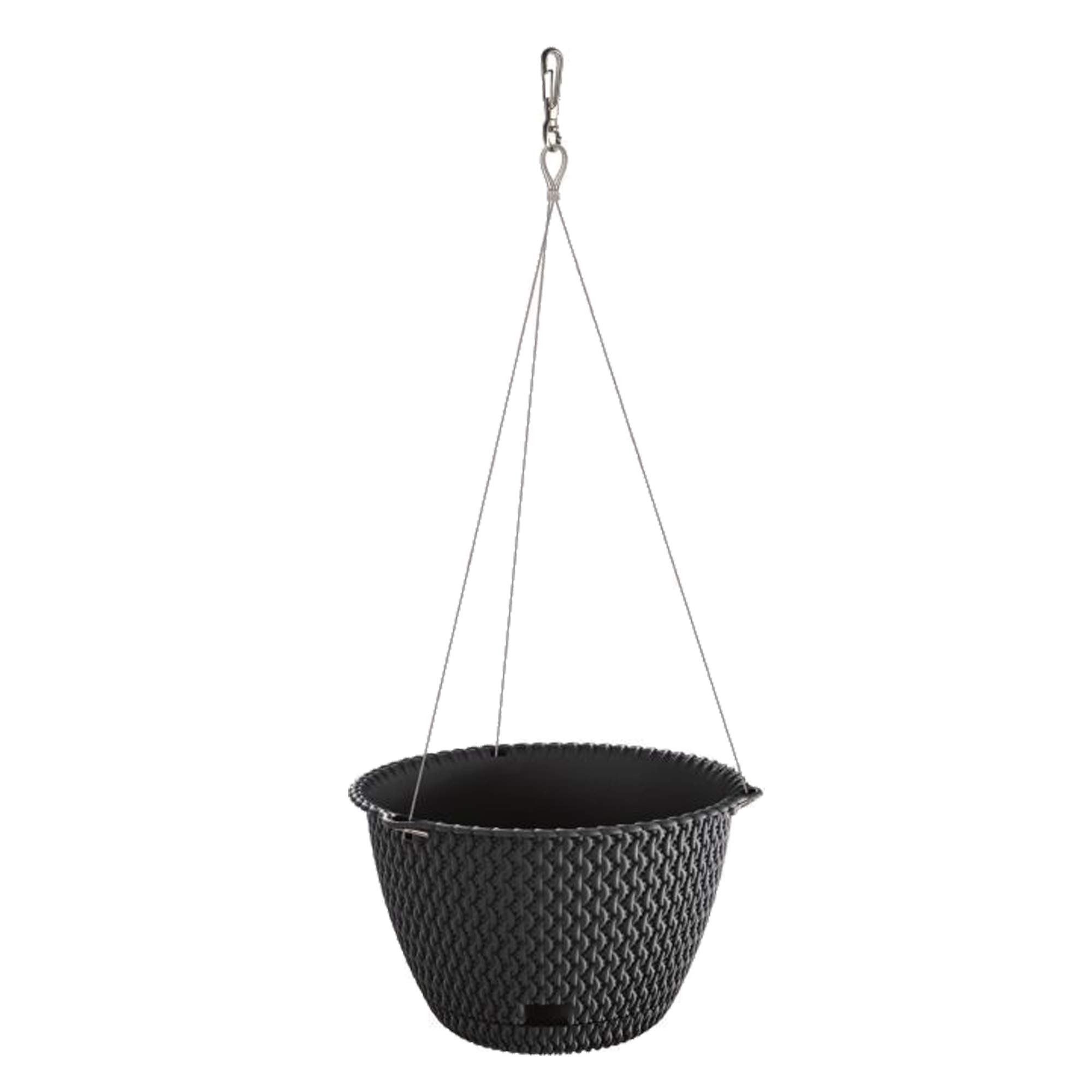 PROSPERPLAST Round Hanging Planter 4.8L Splofy Round W Plastic in Anthracite, Ø27 x 16.5 cm