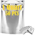 Durimoiy 50 Pack Mylar Bags for Food Storage 1 QUART Thick 9.5 Mil - 7"x10" Resealable Stand-Up Zipper Pouches for Long Term