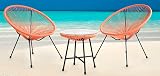 EVRE Goa Coral Bistro Set - 2 Chairs & Glass Top Table for Outdoors view 3