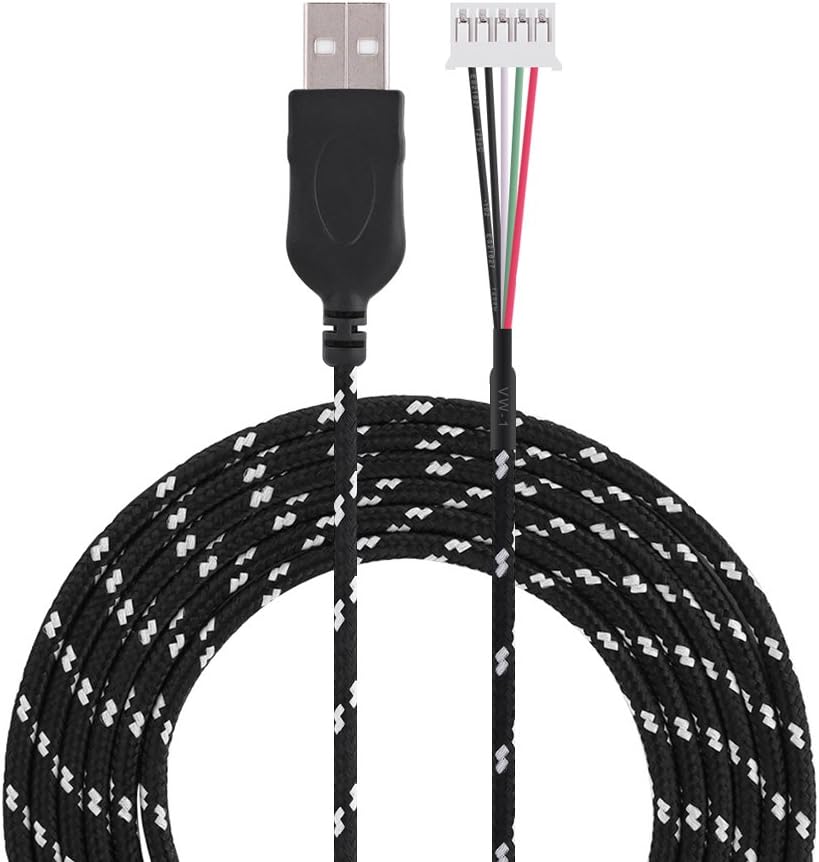VBESTLIFE, Mouse Cable, 2.2 Meters USB Cable Wire Line Replacement for Steelseries kana Mouse / 6.56ft / /USB Connector (black + white)