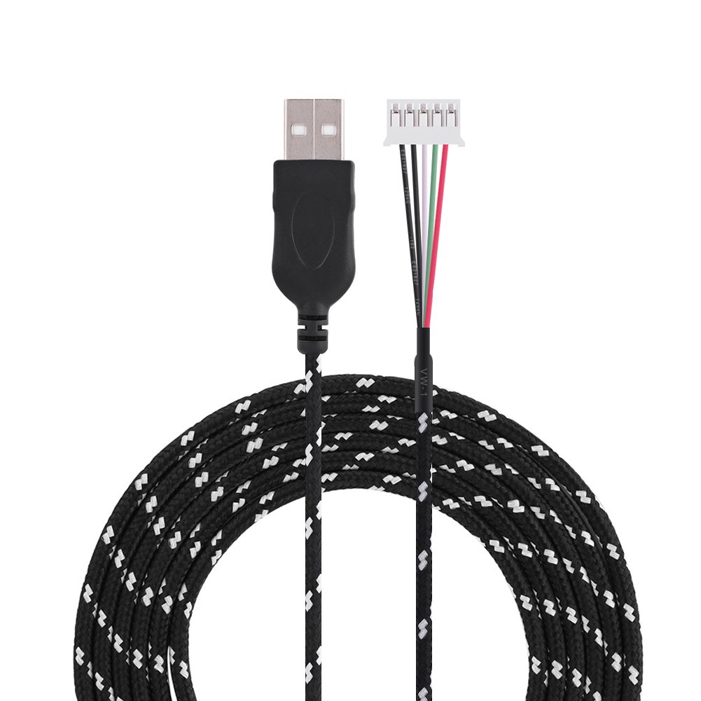VBESTLIFE, Mouse Cable, 2.2 Meters USB Cable Wire Line Replacement for Steelseries kana Mouse / 6.56ft / /USB Connector (black + white)