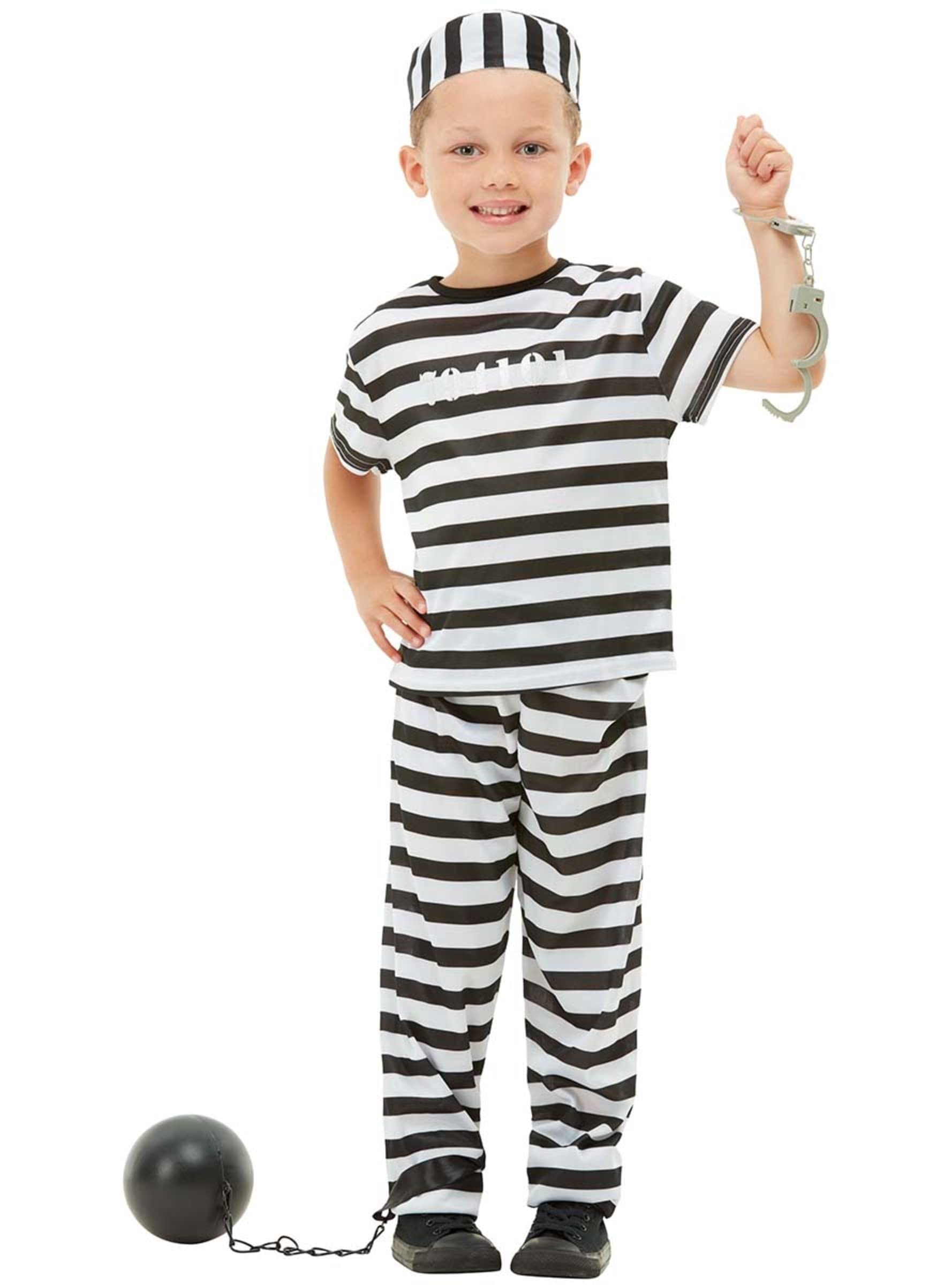 Funidelia | Prisoner costume for boys & girls Thief, Robber, Burglar, Professions - Costumes for kids, accessory fancy dress & props for Halloween, carnival & parties - Size 7-9 years - Black