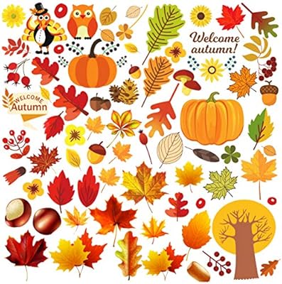 Nursery Decor 12 Sheets Thanksgiving Fall Autumn Leaves Acorns