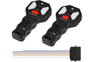 FIERYRED Wireless Winch Remote Control Kit, 12V 24V Wireless Winch Receiver with 2 PCS Wireless Winch Remote 124 Feet Universal Handset Switch Kit, for Truck ATV UTV SUV