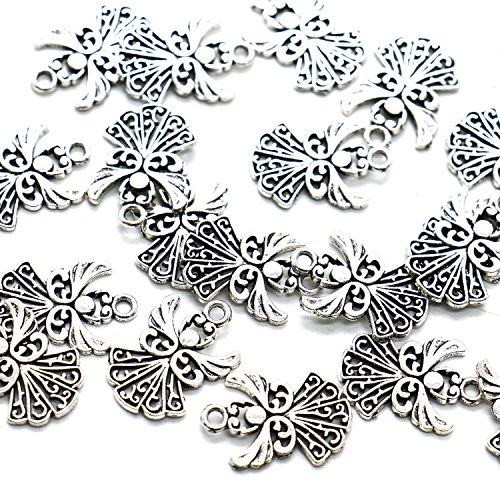 HUELE 50pcs Angel Charms Pendant, Tibetan Silver Guardian Angel for Jewelry Making, 20x14mm - Thumbnail 5