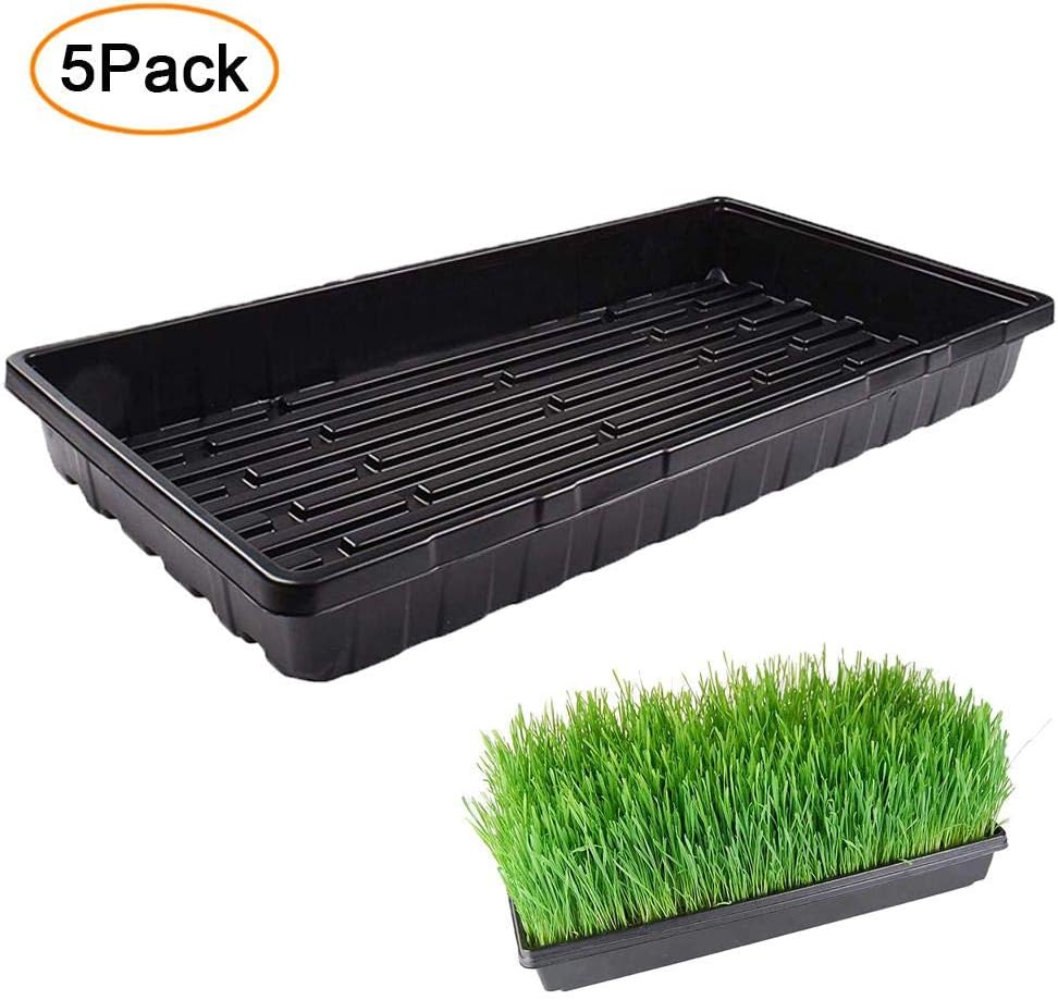 Esplic 5 Pack Plant Growing Trays, Plastic Seed Tray Seedling Starter for Greenhouse, Hydroponics, Seedlings, Plant Germination, Propagation Seed Starter, Fodder, Microgreens (Black, 54286cm)