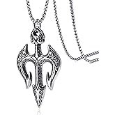 Hisatan Poseidon Trident Pendant Stainless Steel Ancient Greece Amulet Necklace for Men, Gift for Sailor