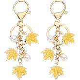 PATIKIL Maple Leaf Keychain, Metal Cute Keychains Charm with Lobster Clasp Keyring Key Chain for Women