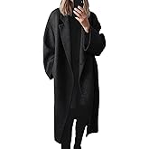 Gihuo Women's Long Coat Notch Lapel Double Breasted Winter Trench Coat Outerwear