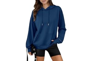 Dazevt Womens Hoodies Long Sleeve Fall Sweatshirts Drawstring Pullover Loose Fit Hoodie Trendy Clothes with Pocket