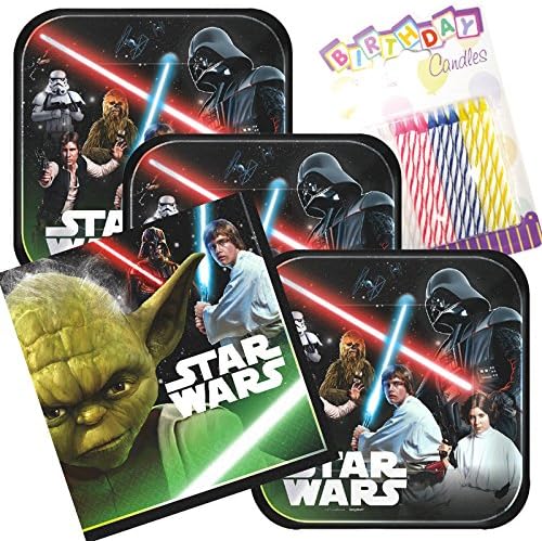 Lobyn Value Pack Star Wars Classic Party Plates and Napkins Serves 16 With Birthday Candles