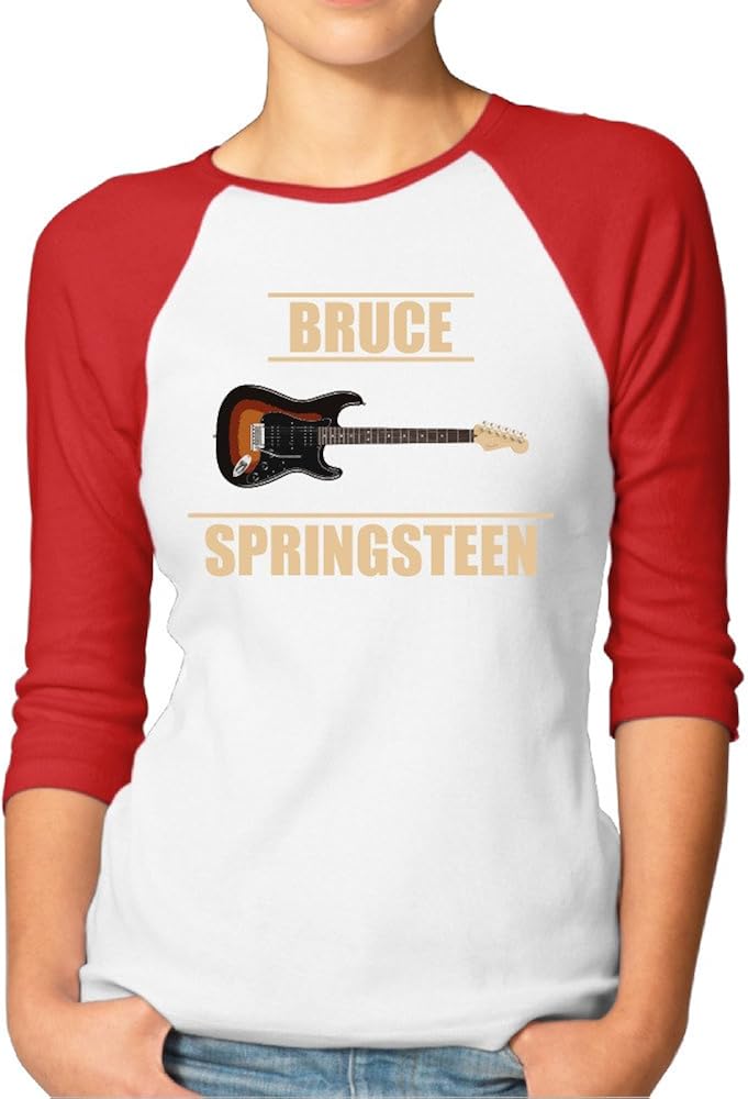 PJack Women's Bruce Springsteen ThreeQuarter Sleeve Raglan Baseball