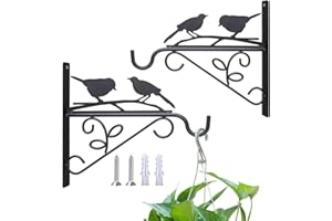 Kingsyard 2 Pcs 12-Inch Hanging Plant Bracket for Plant Hangers Outdoor More Durable and Sturdy Plant Hooks Wall Hooks for Bird Feeder Wind Chime Solar Lanterns Patio Garden Wall Shelf Fence