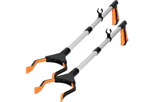 VAWINPULO Reacher Grabber Tool of 2, 32" Foldable Grabber Reacher, Rotating Jaw - Mobility Aid Reaching Assist Tool, Trash Picker Upper Grabber,Long Grabber Reacher Tool,Claw Grabber Pickup Tool (Orange)
