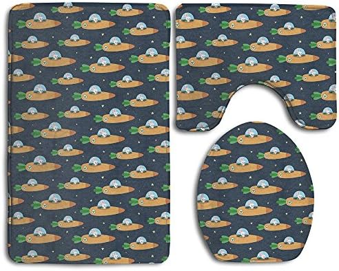 Rabbit Flying Sky Bath Rug Set 3-Piece Soft Non Slip Bathroom Rug U-shaped Toilet Floor Perfect Combination Of Luxury And Comfort