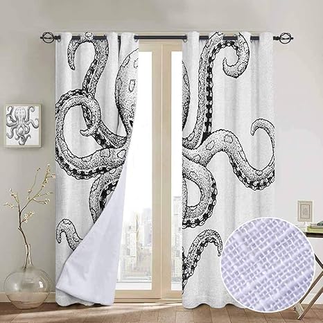 NUOMANAN Schlafzimmervorhänge Octopus, Meerestier mit Gitarrenriff