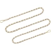 uxcell Purse Chain Strap, 55" Leather Iron Flat Chain Strap Handbag Chains Purse Straps for Shoulder Bags and Cross Body Bags Replacement Strap (Beige Strap + Gold Chain)