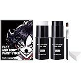 Halloween Face Body Paint For Adults, Black White Face Body Paint Stick Kit For Sfx Makeup Cosplay Joker, Skeleton Makeup