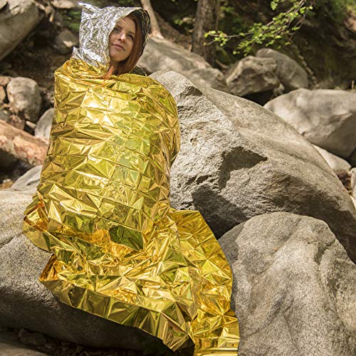 TEBRION Emergency 2Adult Mylar Thermal Tent and 2 x Extra Large 63"x82