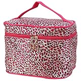DATEWORK Women Leopard Print Cosmetic Bags ( Hot Pink)