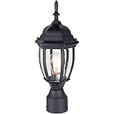 LIT-PaTH Outdoor Post Lighting Fixture Pole Lantern, E26 Medium Base Max 60W, Aluminum Housing Plus Glass, Matte Black Finish