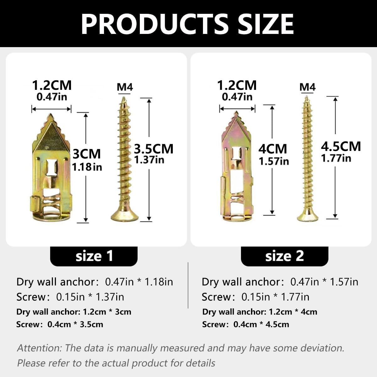 Selbstbohrende Dübelschrauben, selbstbohrende Trockenbaudübel und Schraubensatz zum Nass- und Fixieren von Trockenbaudübel-Reparaturwerkzeugen zum Befestigen von Terrassenmöbeln (100, 3+3.5cm) 2