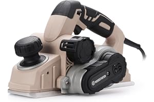 WOODSTARTER Corded Electric Hand Planer, 7.7 AMP 15000 RPM Power Wood Planer with Edge Guide and Dust Bag, 3-1/4 Inch Planing Width, for Wood Chamfer DIY, Smooth Finish Carpentry