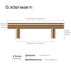 goldenwarm 5 Pack Champagne Bronze Cabinet Pulls